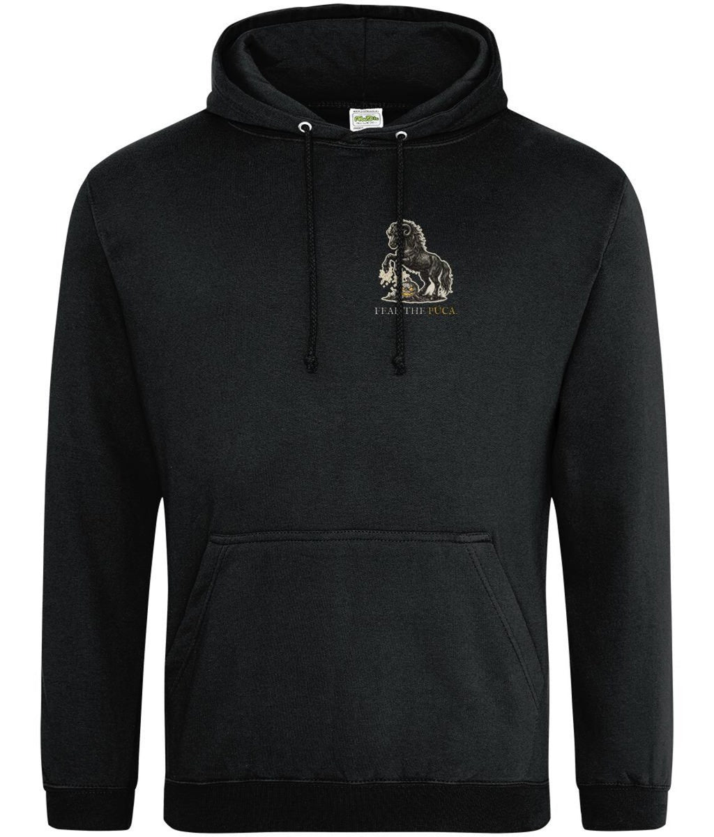 Pooka Púca Halloween Hoodie, Irish Folklore Woodcut Print, Samhain Gift