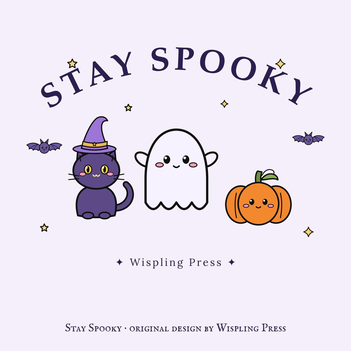 Stay Spooky Halloween Sweatshirt, Ghost Cat Pumpkin Crewneck (Printed UK)