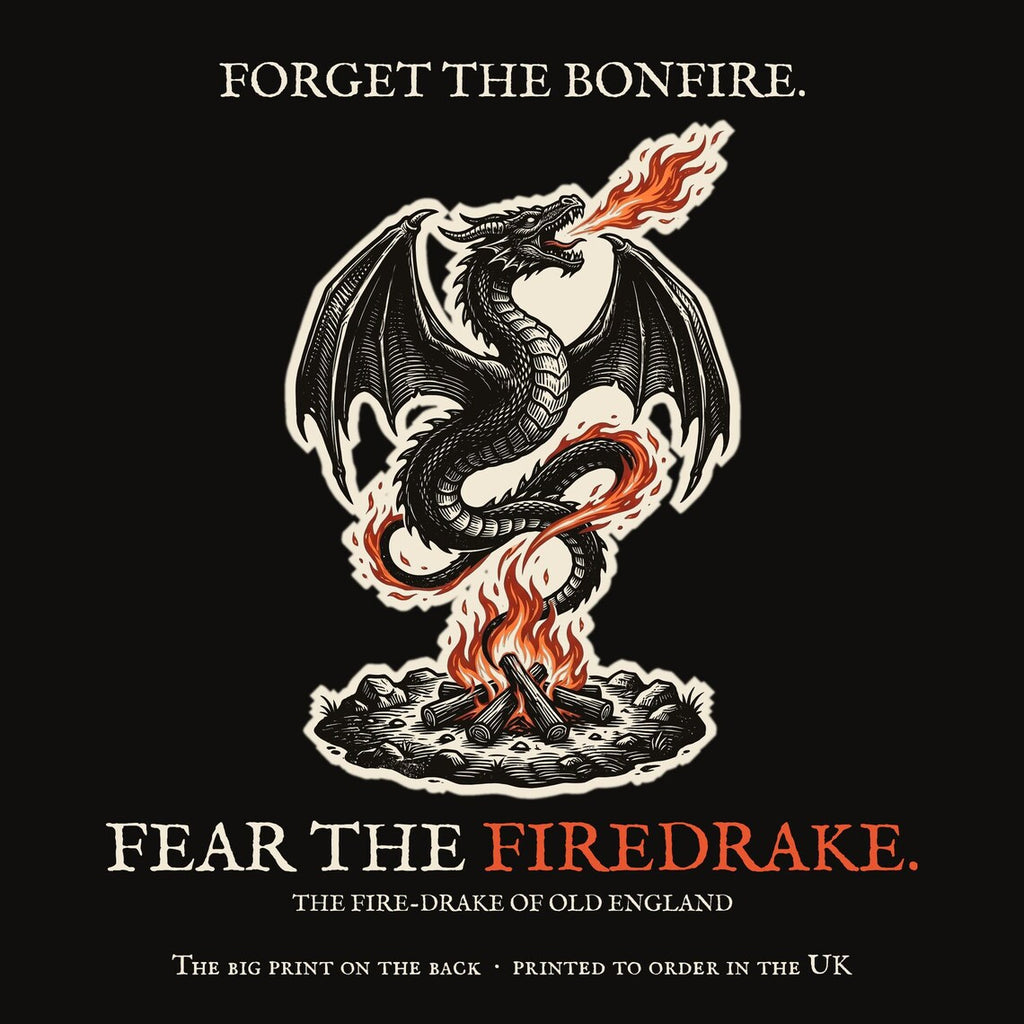 Firedrake Dragon T-Shirt, Bonfire Night Folk Horror T-Shirt, 5th November Gift | Forget The Pumpkin