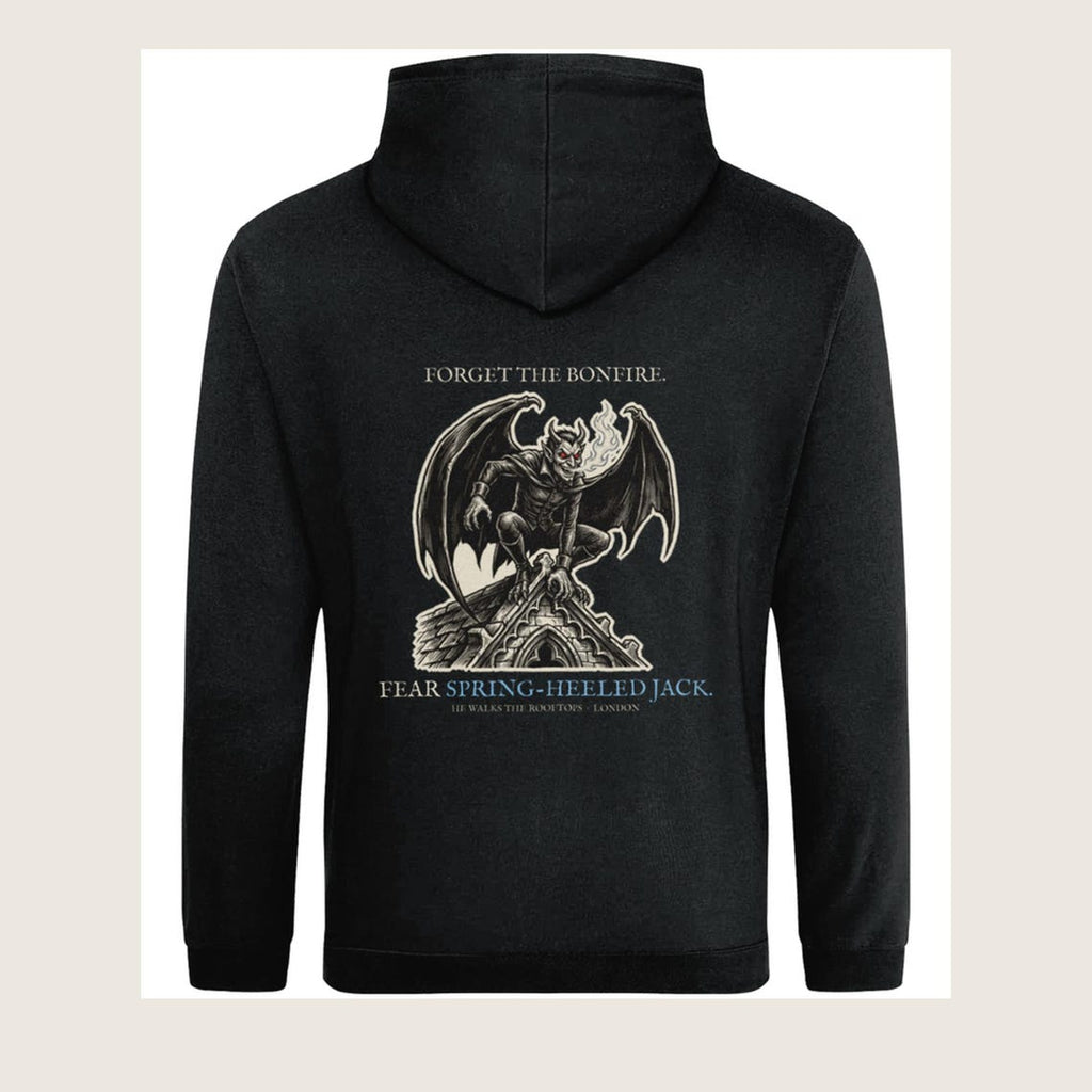 Spring-Heeled Jack Hoodie, Victorian Folklore Monster, Woodcut Style, Bonfire Night Gift
