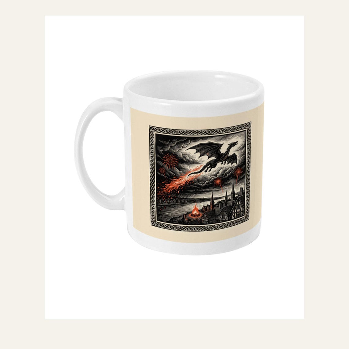 Firedrake Dragon Mug, Bonfire Night Folk Horror Mug, 5th November Gift | Forget The Pumpkin