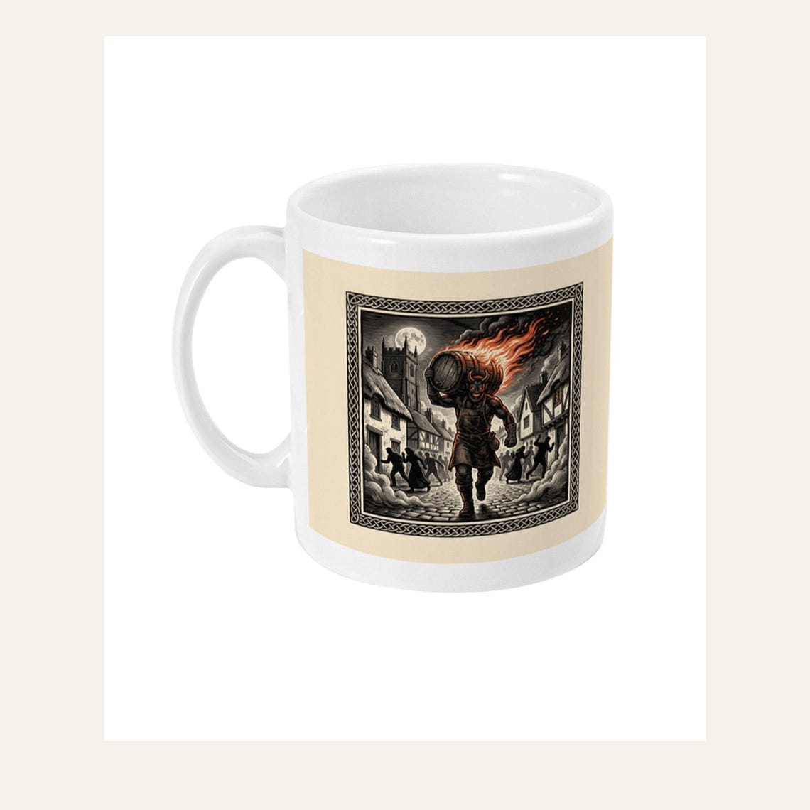 Tar Barrel Devil Mug, Bonfire Night Folk Horror Mug, 5th November Gift | Forget The Pumpkin