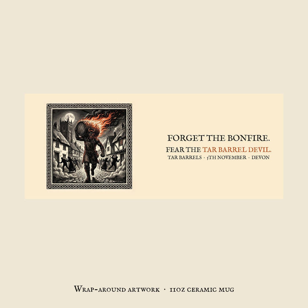 Tar Barrel Devil Mug, Bonfire Night Folk Horror Mug, 5th November Gift | Forget The Pumpkin