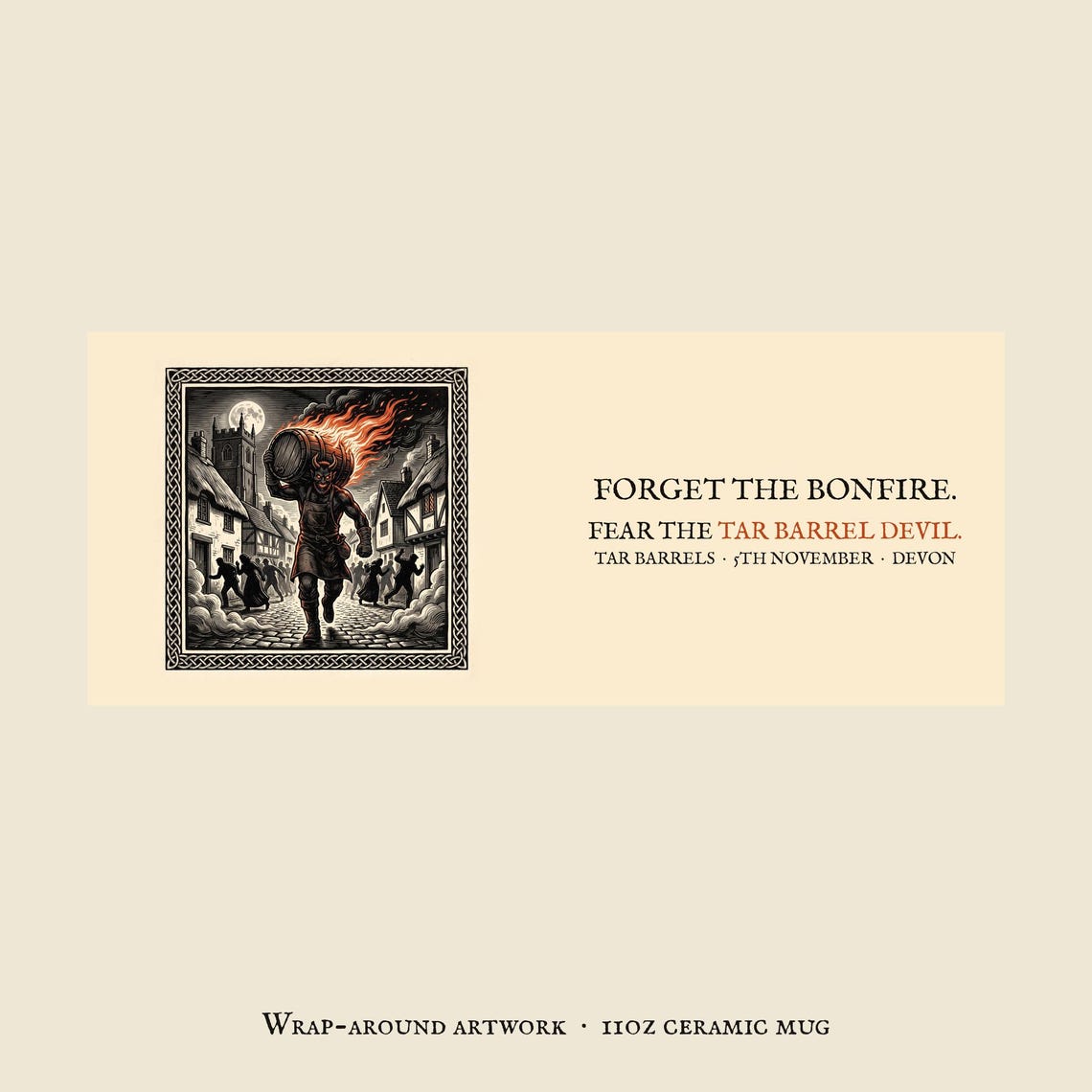 Tar Barrel Devil Mug, Bonfire Night Folk Horror Mug, 5th November Gift | Forget The Pumpkin