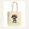 Tar Barrel Devil Tote Bag, Bonfire Night Folk Horror, Woodcut Style (Organic Cotton)