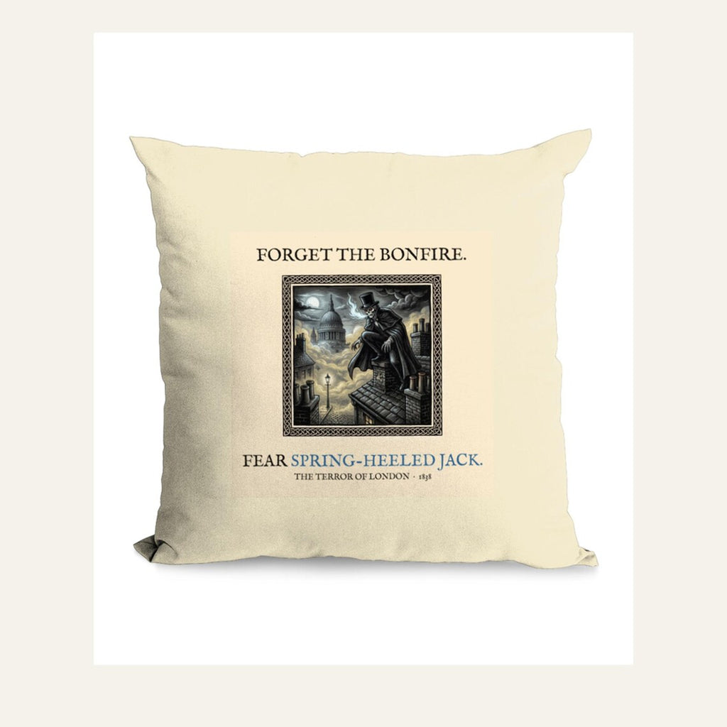 Spring Heeled Jack Cushion, Bonfire Night Folk Horror Cushion, 5th November Gift | Forget The Pumpkin