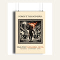 Tar Barrel Devil A4 Art Print, Bonfire Night Folk Horror, Woodcut Style (Giclée Print)