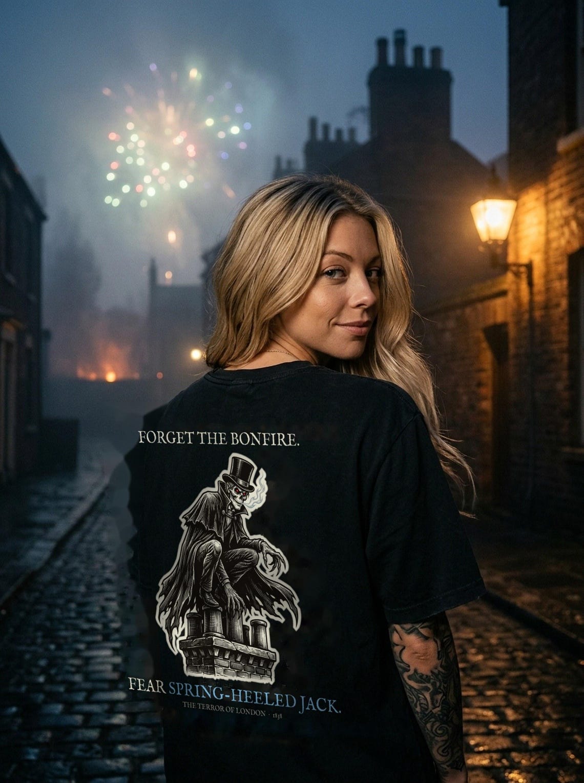 Spring Heeled Jack T-Shirt, Bonfire Night Folk Horror T-Shirt, 5th November Gift | Forget The Pumpkin