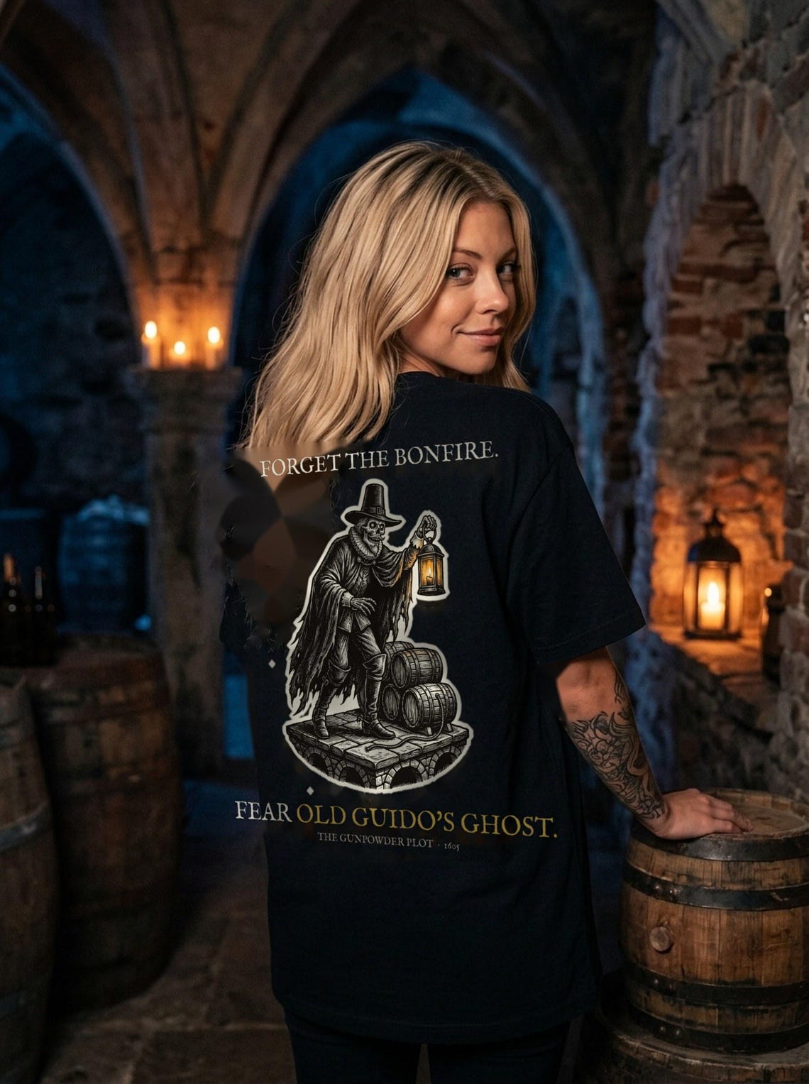Guy Fawkes Ghost T-Shirt, Bonfire Night Folk Horror T-Shirt, 5th November Gift | Forget The Pumpkin