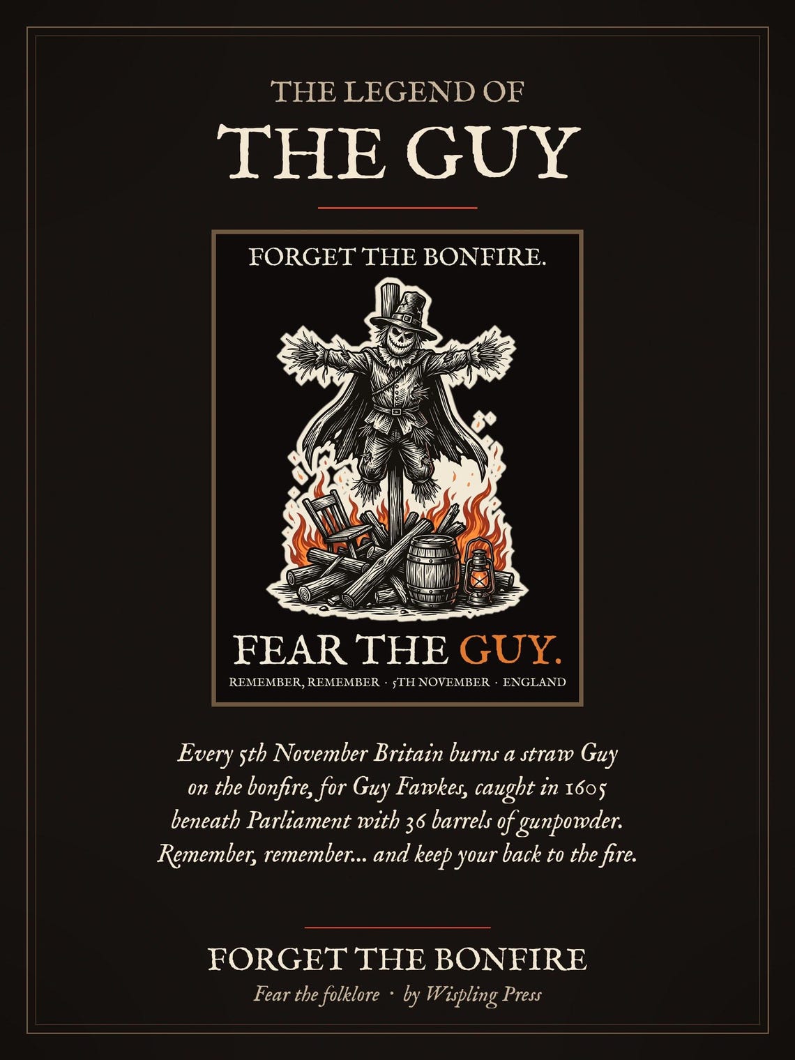 Guy Fawkes Hoodie, Bonfire Night Folk Horror Hoodie, 5th November Gift | Forget The Pumpkin