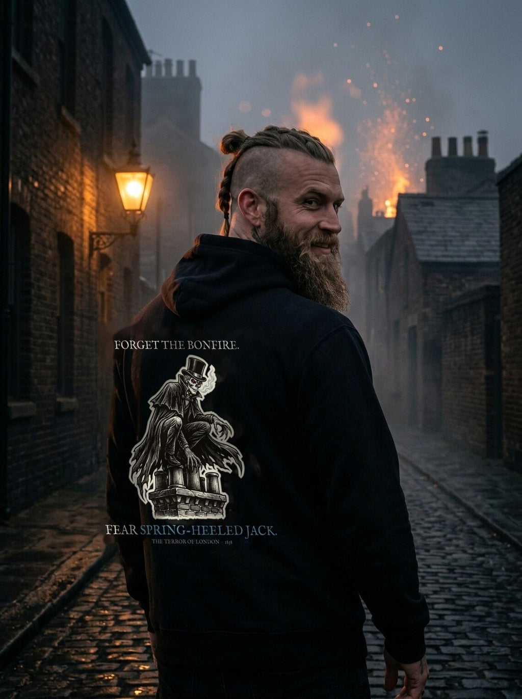 Spring Heeled Jack Hoodie, Bonfire Night Folk Horror Hoodie, 5th November Gift | Forget The Pumpkin
