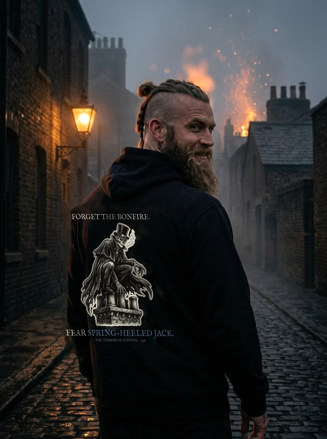 Spring Heeled Jack Hoodie, Bonfire Night Folk Horror Hoodie, 5th November Gift | Forget The Pumpkin