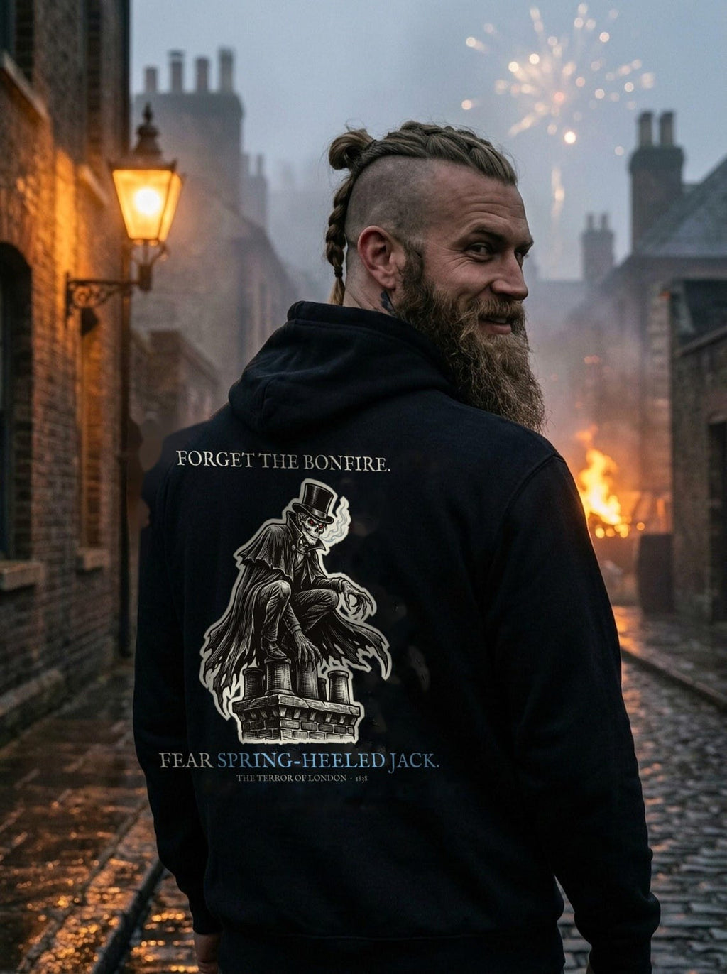 Spring Heeled Jack Hoodie, Bonfire Night Folk Horror Hoodie, 5th November Gift | Forget The Pumpkin