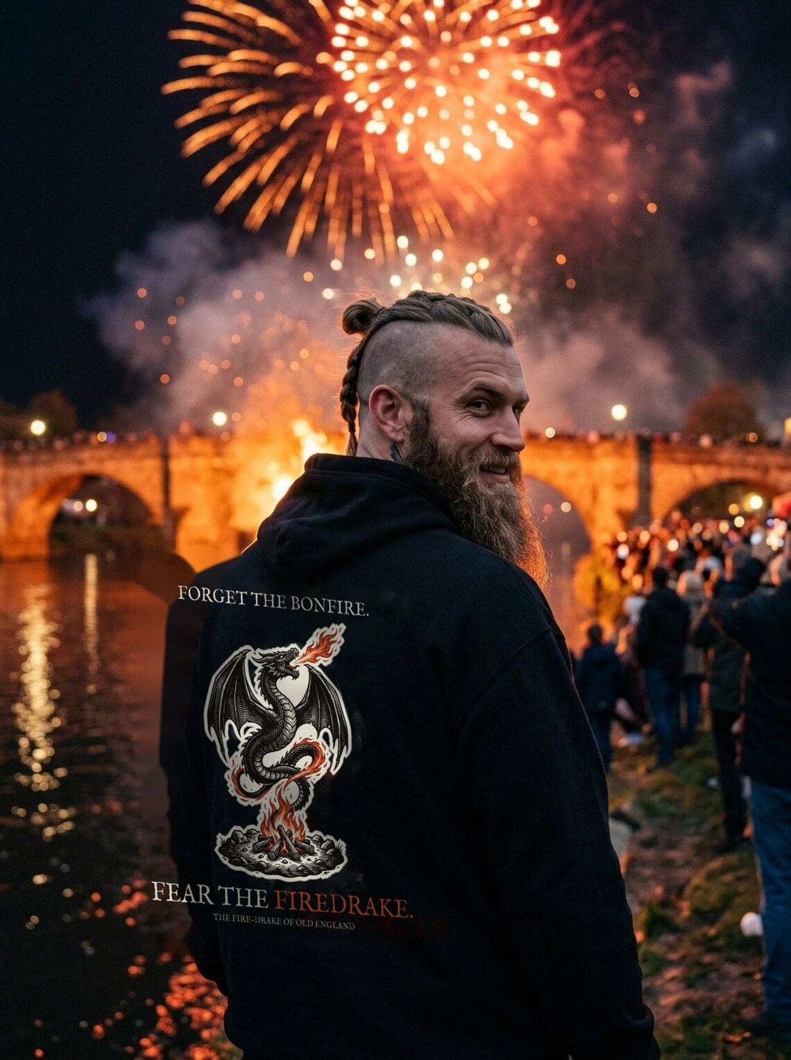 Firedrake Dragon Hoodie, Bonfire Night Folk Horror Hoodie, 5th November Gift | Forget The Pumpkin