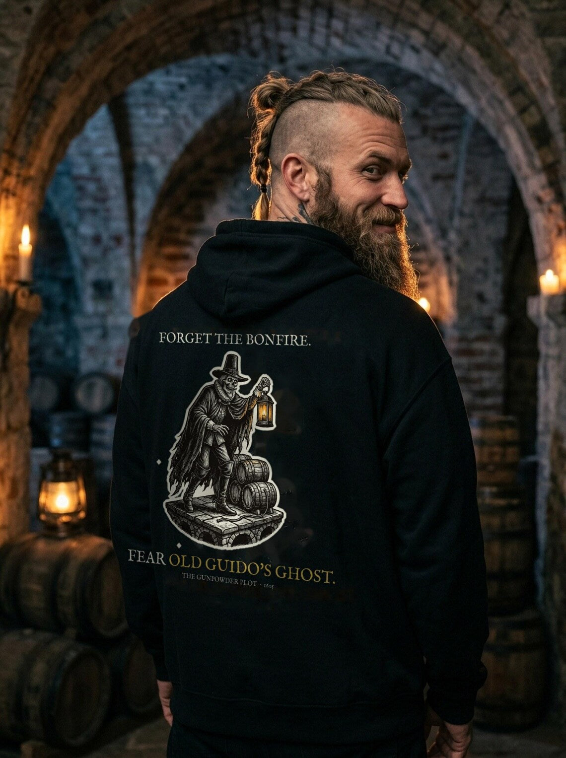 Guy Fawkes Ghost Hoodie, Bonfire Night Folk Horror Hoodie, 5th November Gift | Forget The Pumpkin