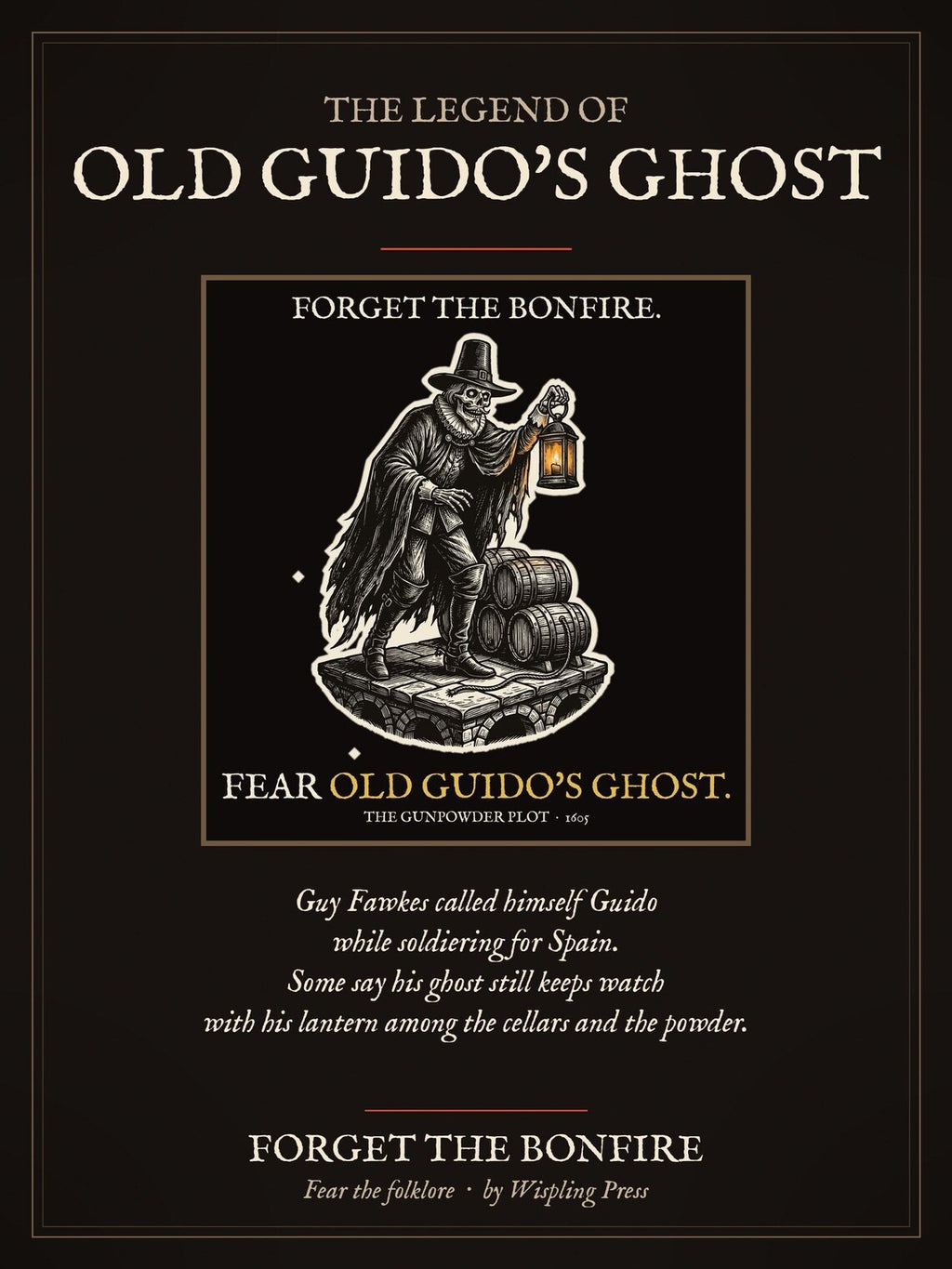 Old Guido's Ghost A4 Art Print, Bonfire Night Folklore, Woodcut Style (Giclée Print)