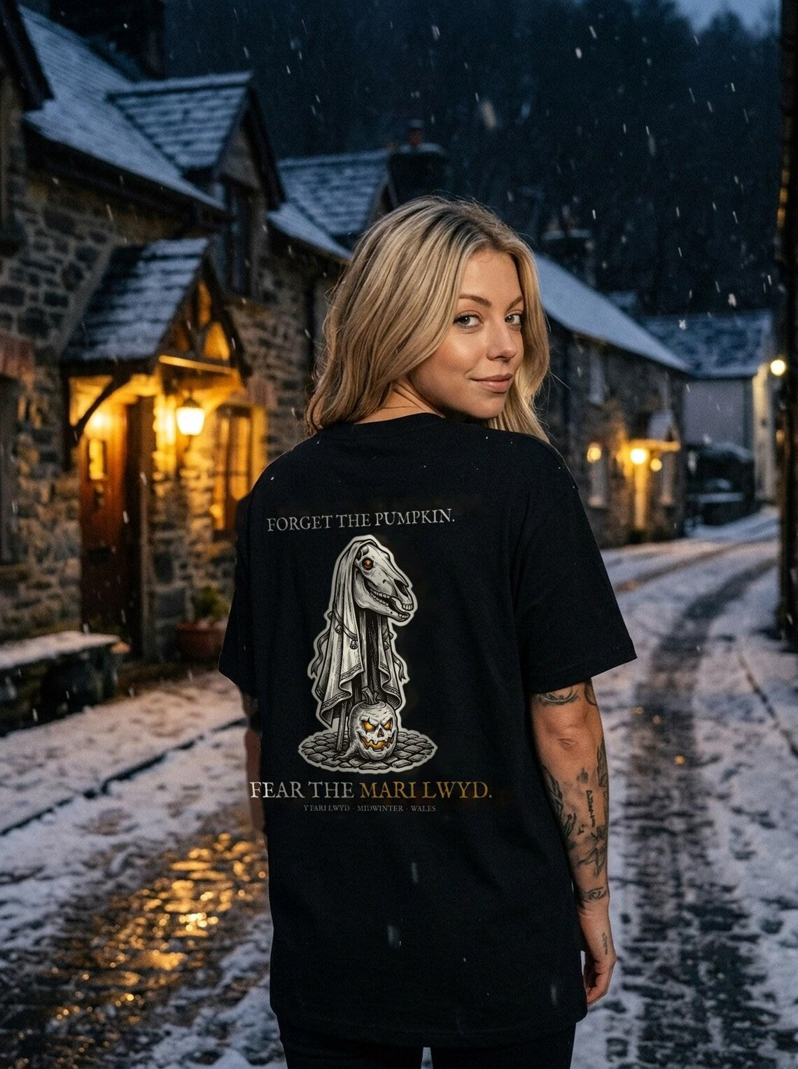 Mari Lwyd Welsh Folklore T-Shirt, Woodcut Print, Wassail Gift