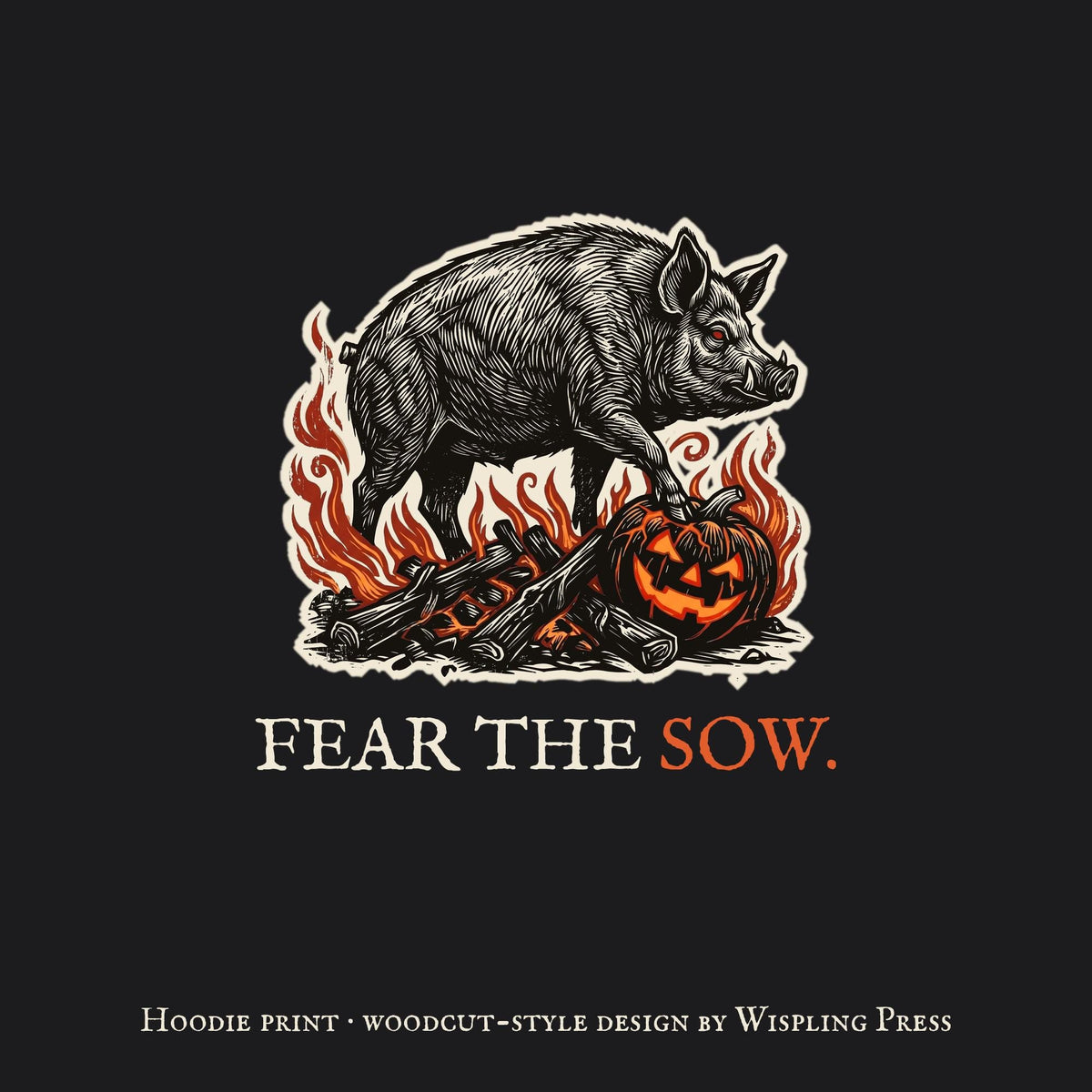 Black Sow hoodie detail