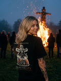 guy tee worn in scene, back print