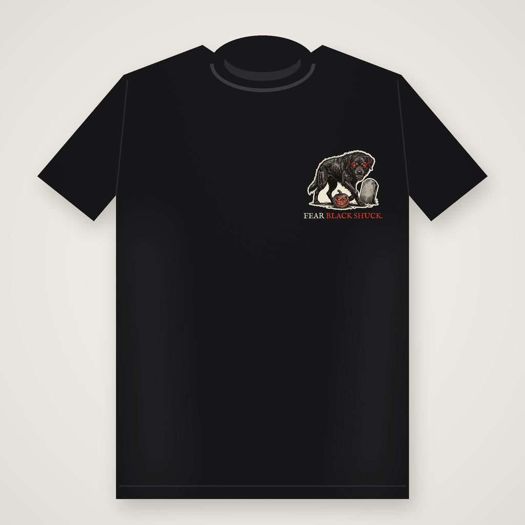 Black Shuck t-shirt front chest badge