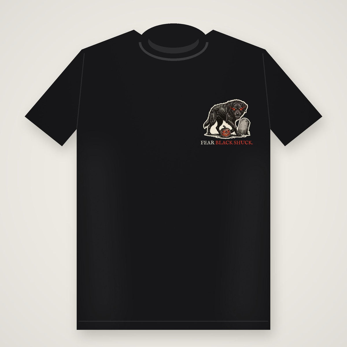 Black Shuck t-shirt front chest badge